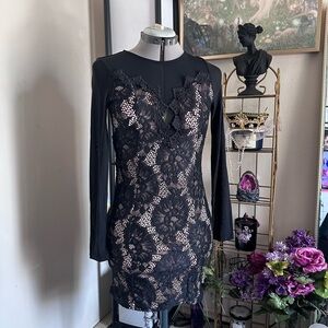 Haute Monde Black Floral Lace Dress